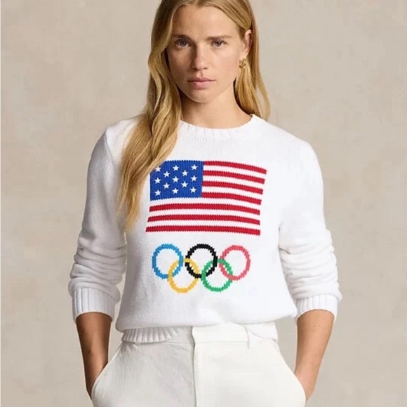 Polo Ralph Lauren Sweaters - NWT Polo Ralph Lauren Women's Team USA Knit Crewneck Sweater White $398 Size XS